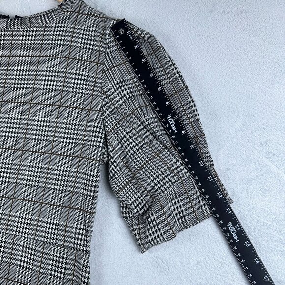 Sonja Betro Sheath Mini Dress Houndstooth Puff Sleeves Womens Gray Size X Large - Picture 11 of 13